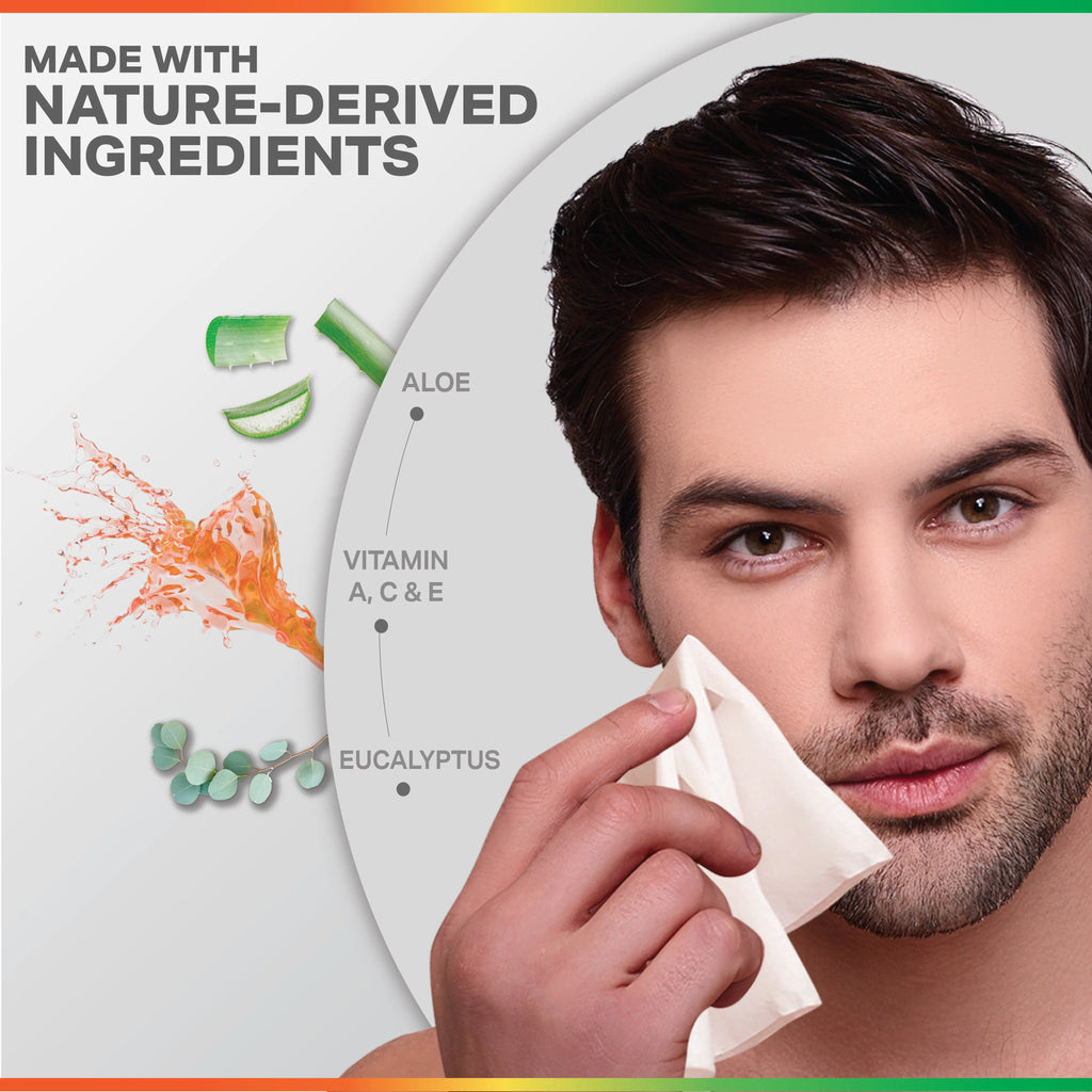 Men's Face and Body Cleansing Wipes Aloe & Vitamin D382440