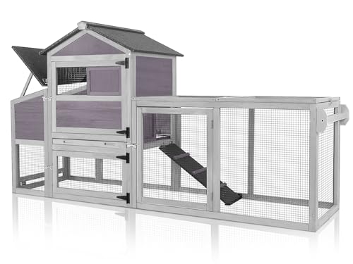 Grey Poultry Cage with Wheels, Nesting Box, Tray, and Roof H891