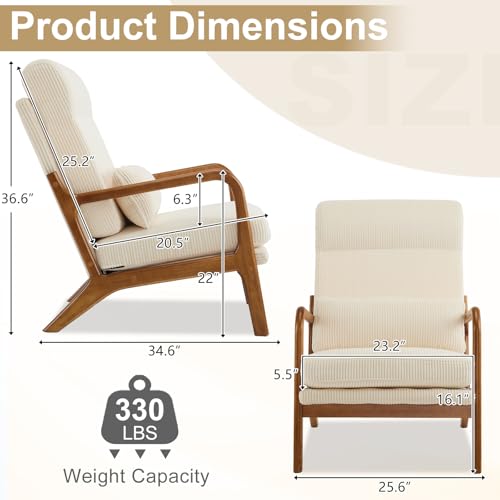 White Teddy Fleece Upholstered Accent Chair with Pillow H723
