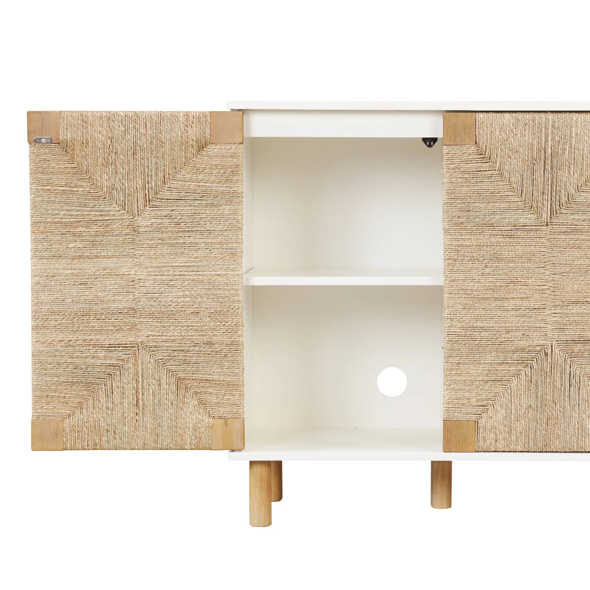 Natural Storage Cabinet with Adjustable Shelf and Seagrass Doors I3163