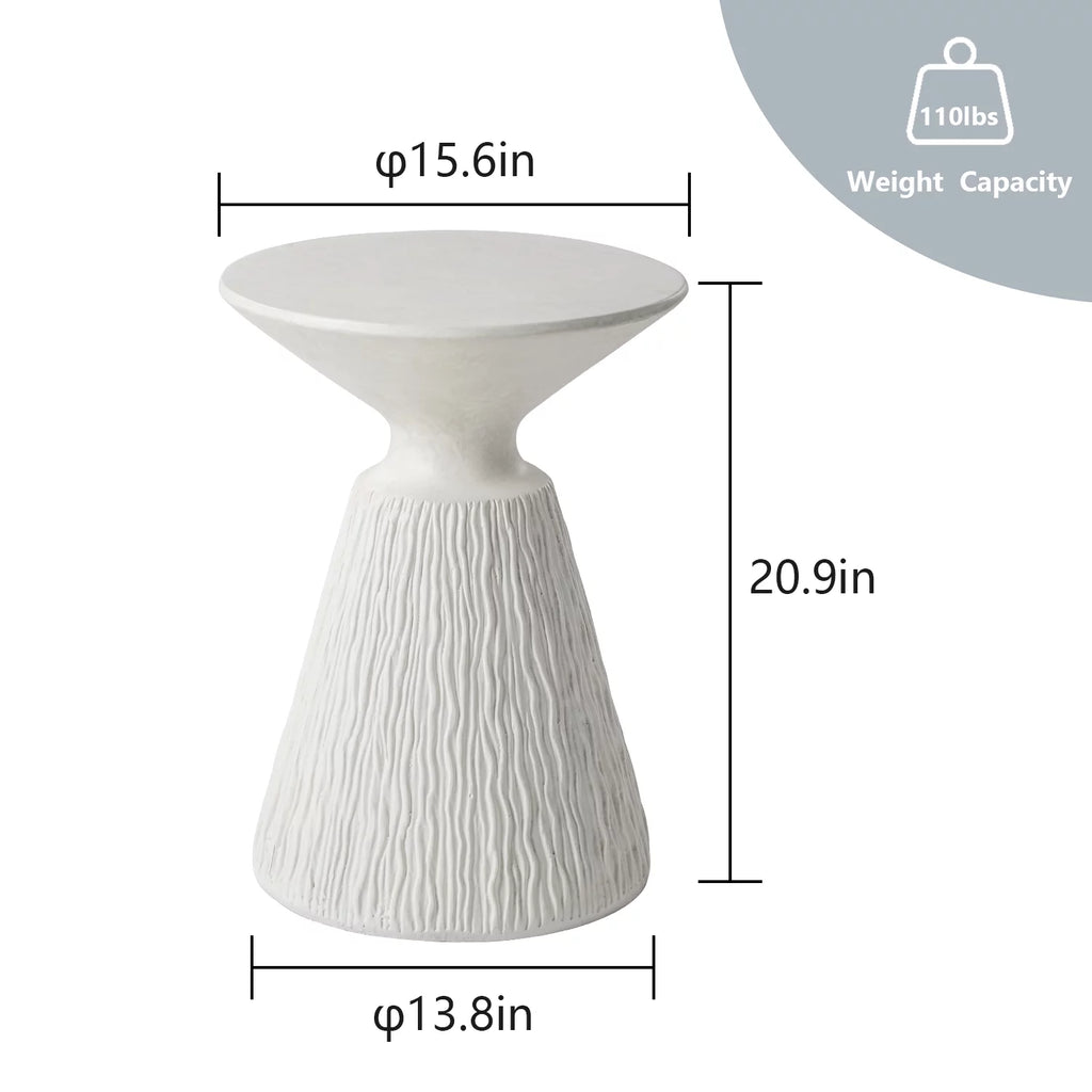 White Round Concrete Side Table T22492