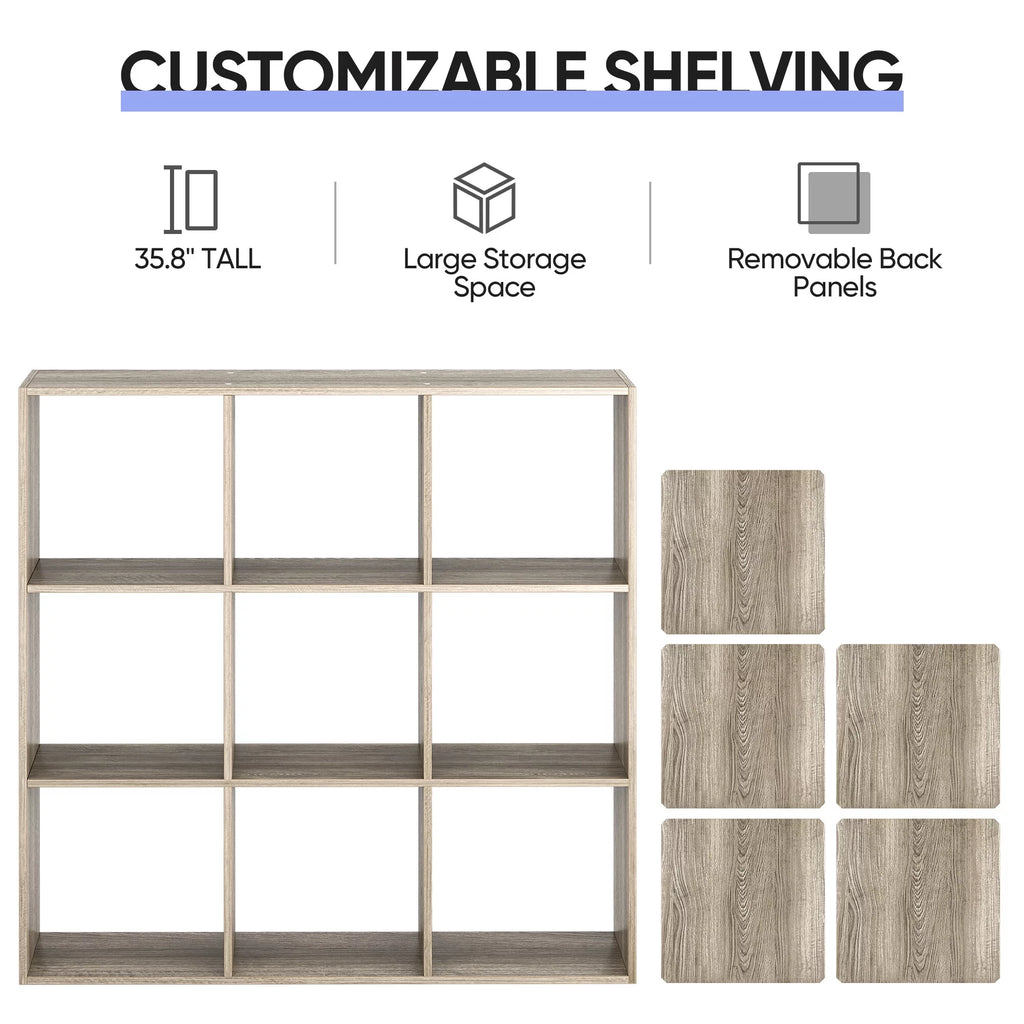 9 Cube 3 Tier MDF Bookshelf Brown X253