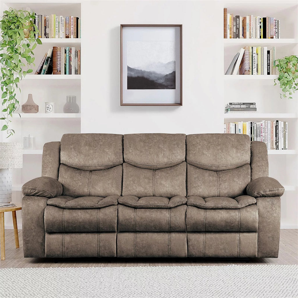 Brown Microfiber 2-Piece Reclining Sofa Set I476