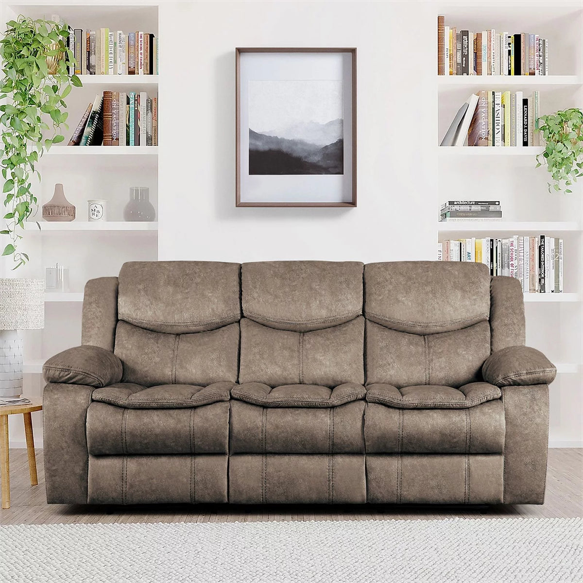 Brown Microfiber 2-Piece Reclining Sofa Set I476