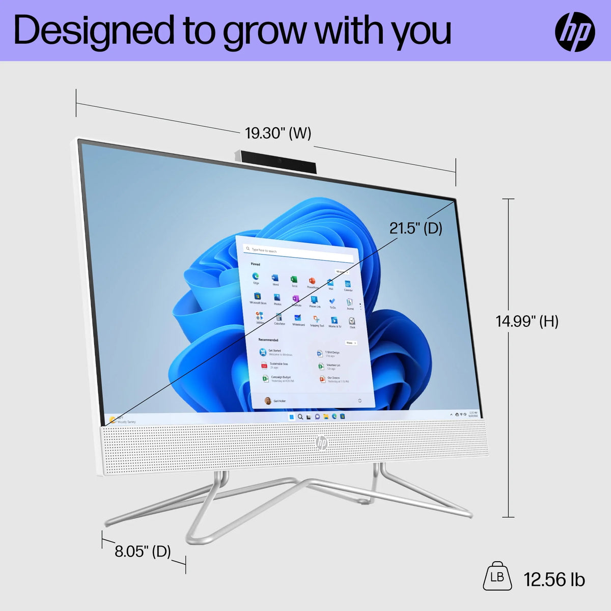21.5 All-in-One PC, Intel Pentium, 8GB Memory, 128GB SSD, Windows 11 Home, White F856
