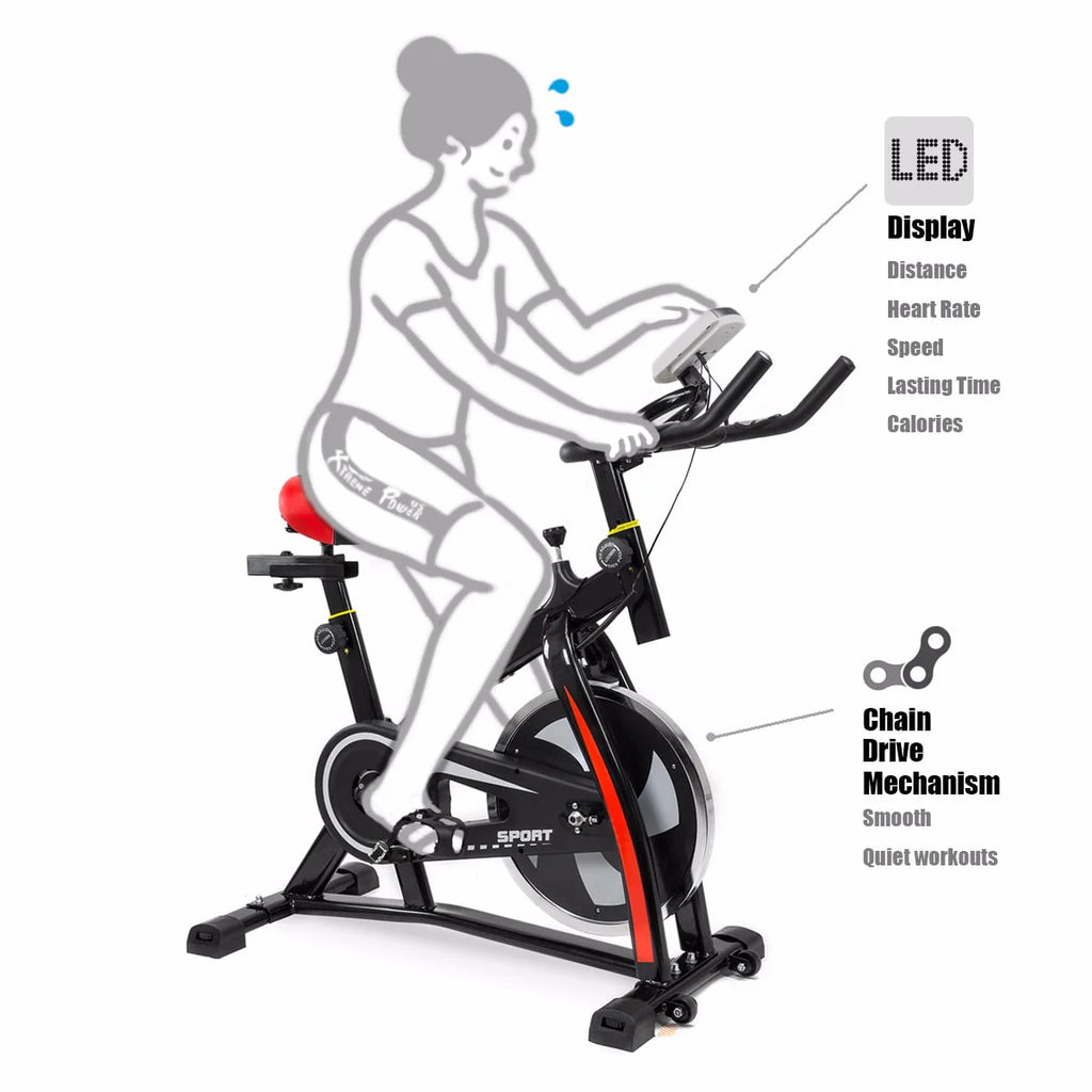 Blue Stationary Exercise Bike with Bottle Holder M1155