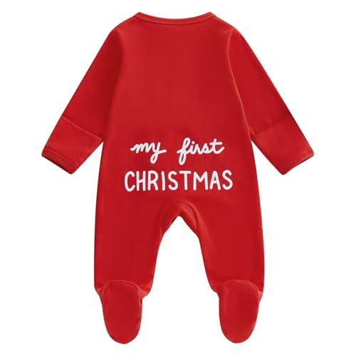 Newborn Christmas Footie Romper Zipper Bodysuit Jumpsuit W827831