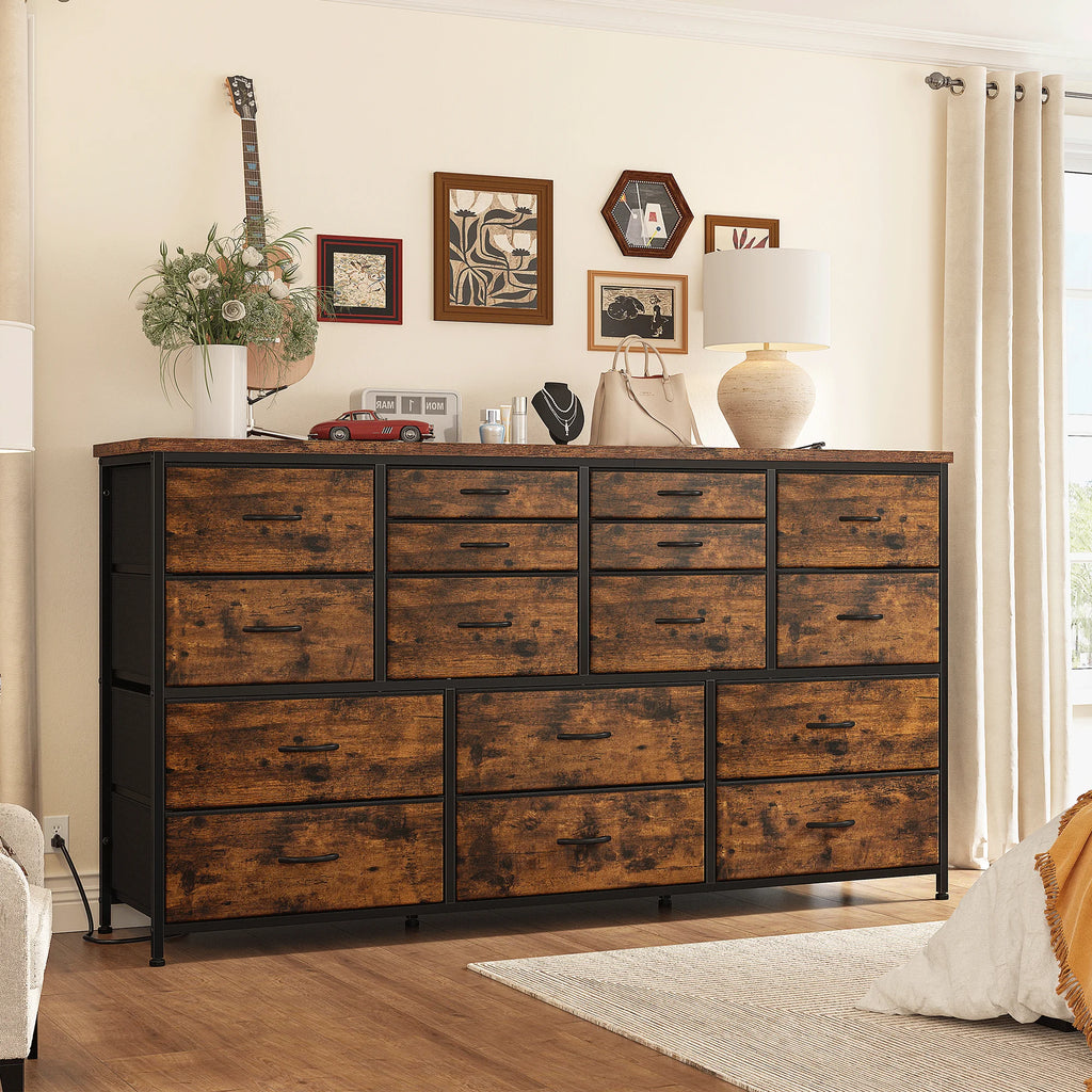White 16 Drawer Dresser with Power Outlet I273823