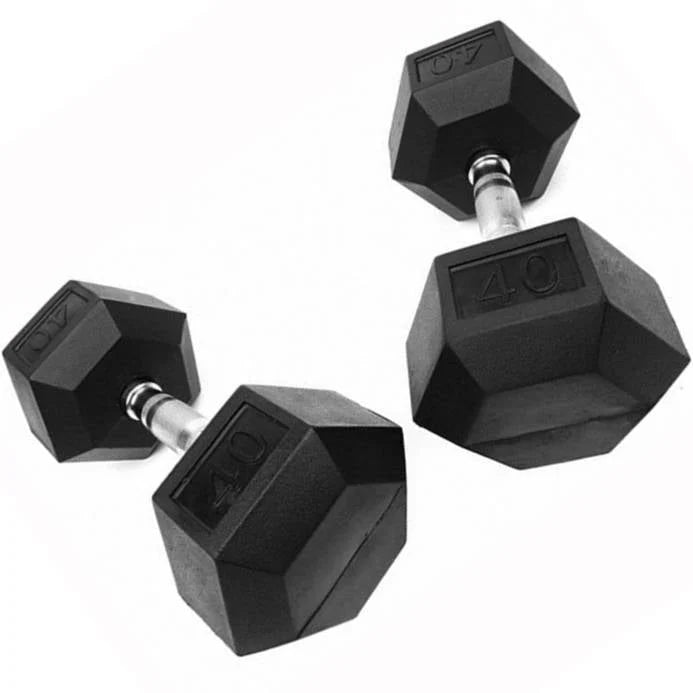 115 lbs Rubber Coated Hex Dumbbell Q6645