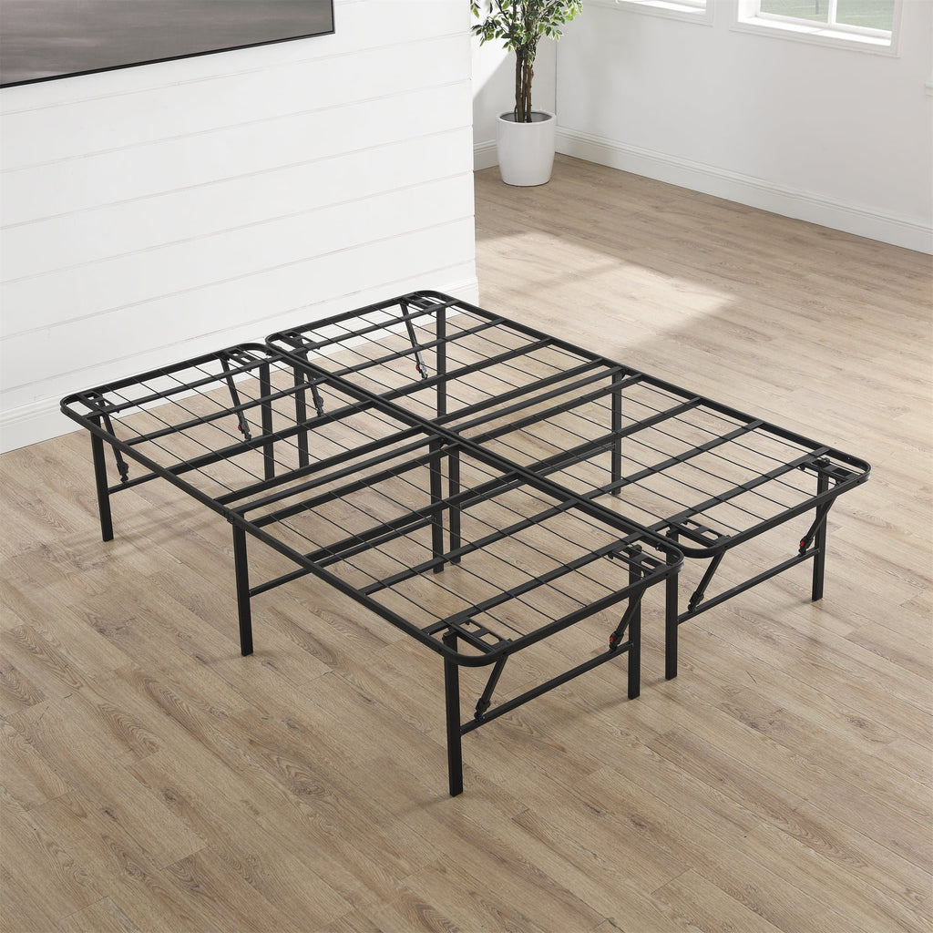 Foldable Steel Queen Platform Bed Frame, Black O712162