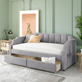 Gray Upholstered Daybed with Drawers F553429