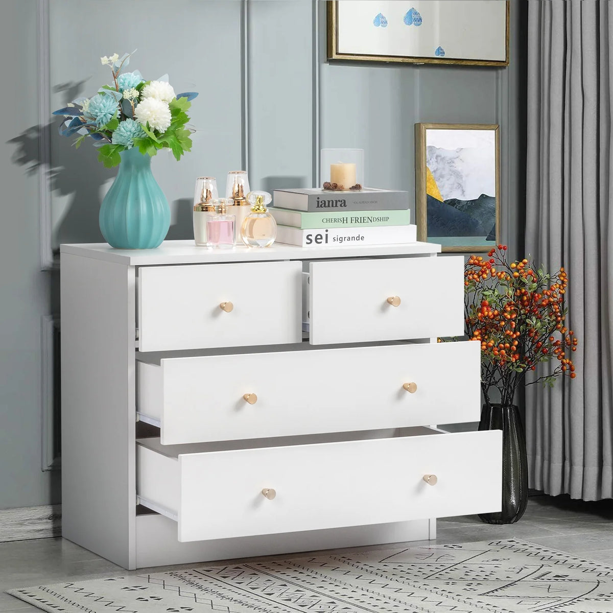 Black 6 Drawer Wood Dresser X3753
