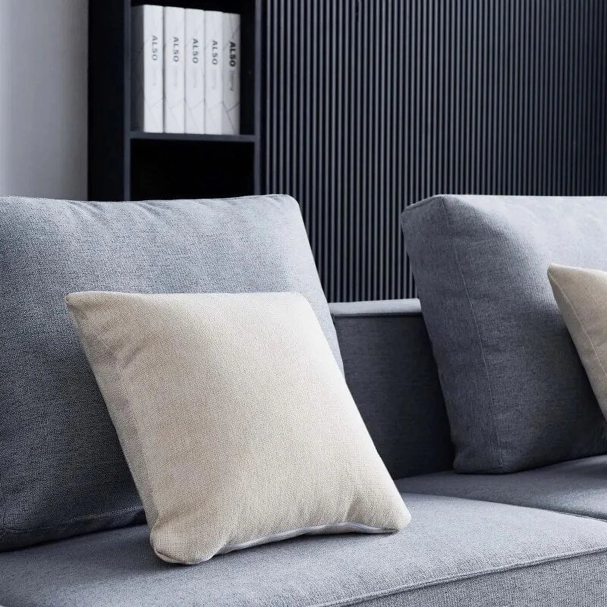 L-Shape Linen Sectional Sofa with Ottoman B731
