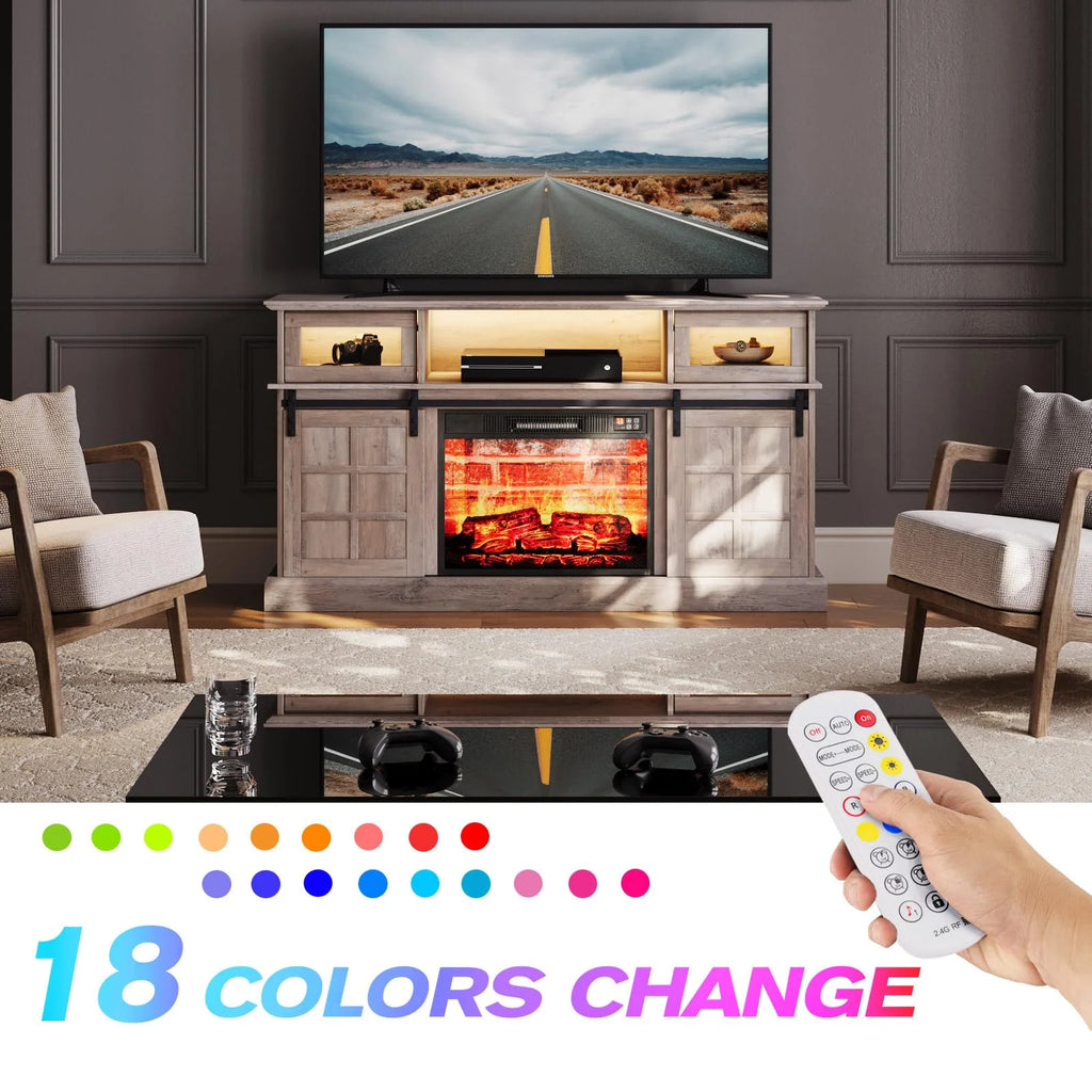 Gray Fireplace TV Stand with 23" Electric Fireplace S660837