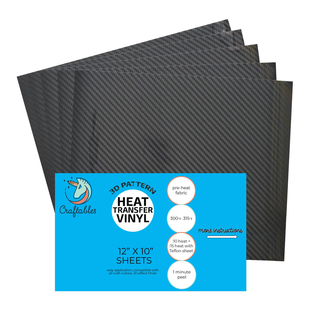 Carbon Fiber Pattern Iron on Vinyl HTV 5 Sheets A284597