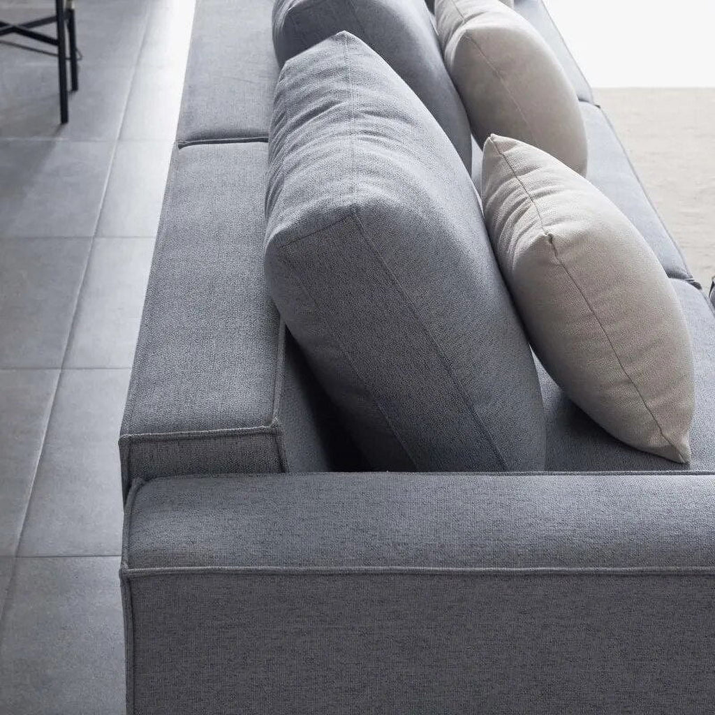 L-Shape Linen Sectional Sofa with Ottoman B731