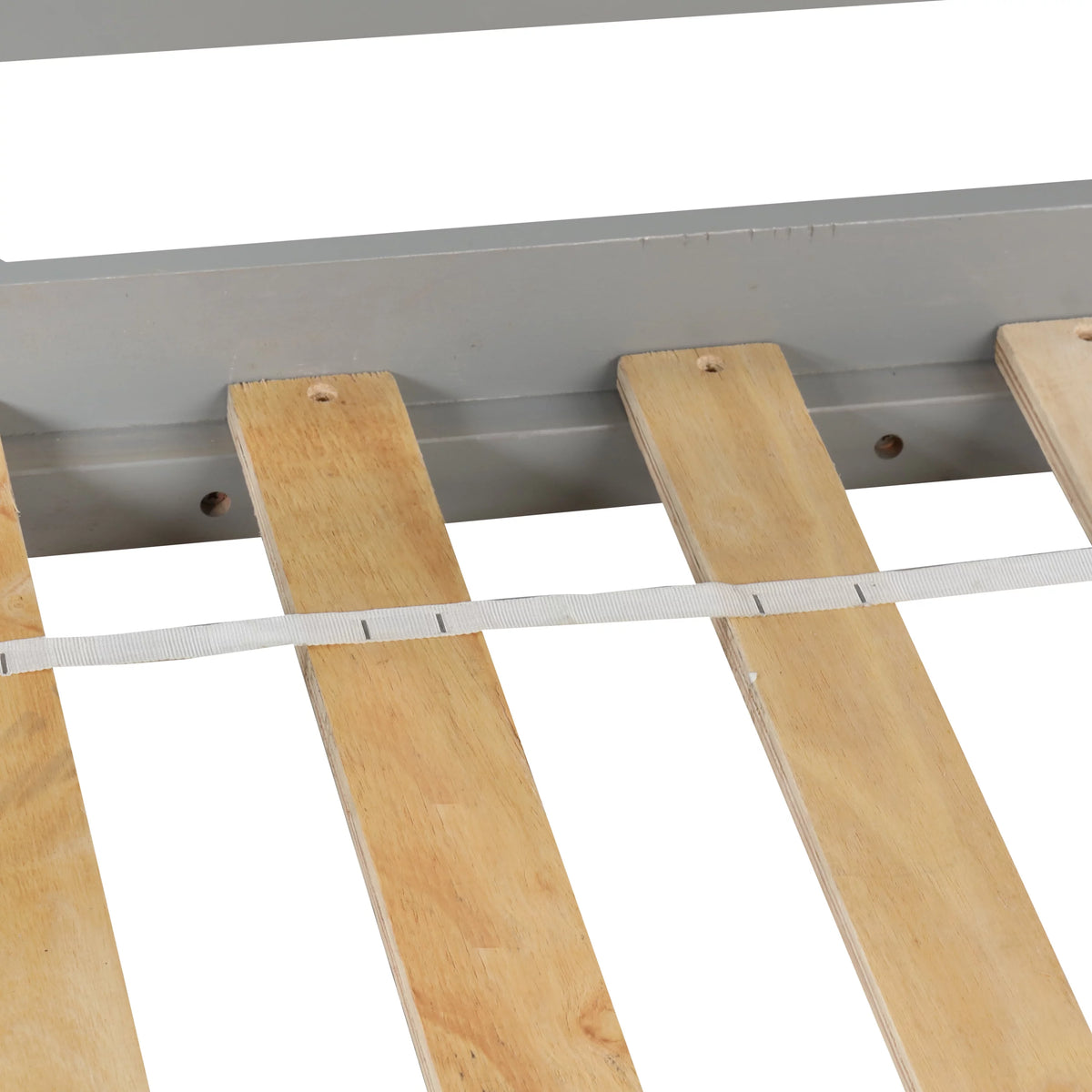 Gray Wood Low Loft Bed Frame with Storage and Stairs U876382
