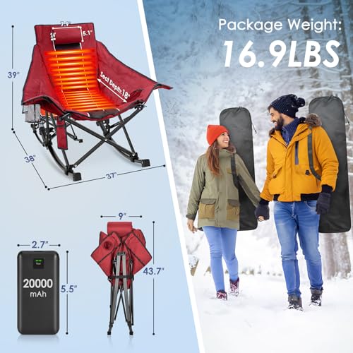 XL Oversized Heated Rocking Camping Chair with 3 Heat Levels G27988