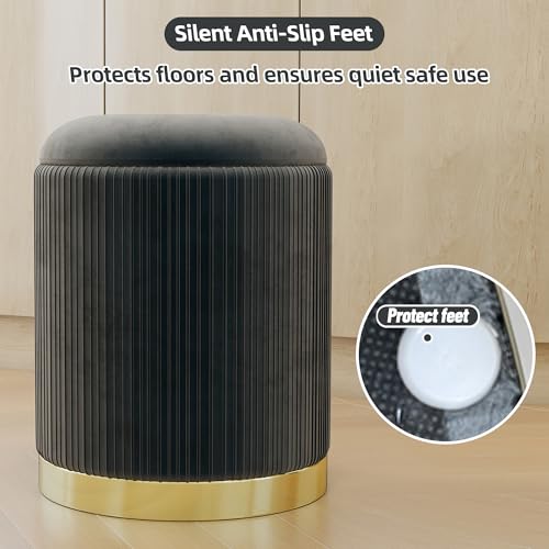 Round Storage Ottoman Set of 2 Velvet Grey M43773