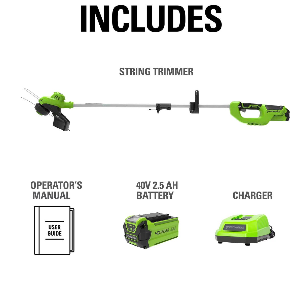 40V 15 Straight Shaft String Trimmer with 2.5 Ah Battery and Charger R424