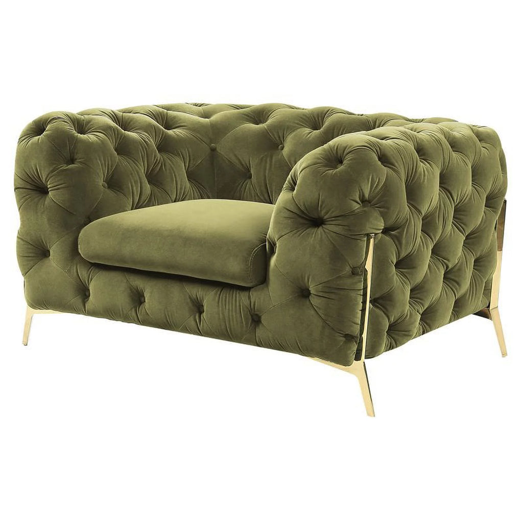 Green Fabric & Metal Accent Chair T745865