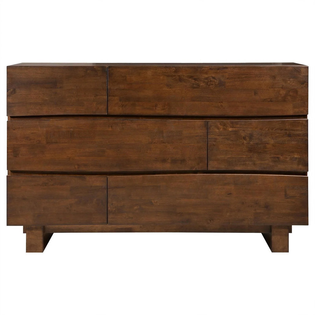 6 Drawer Modern Wood Rectangular Dresser in Dark Brown A12187