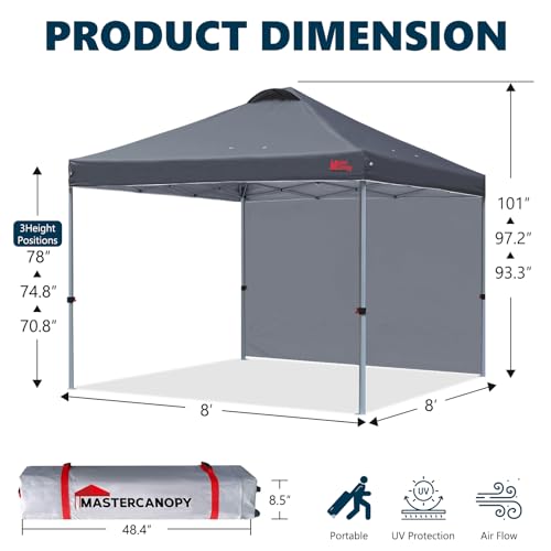 Durable Pop-up Canopy Tent with 1 Sidewall 10'x10' White M39843