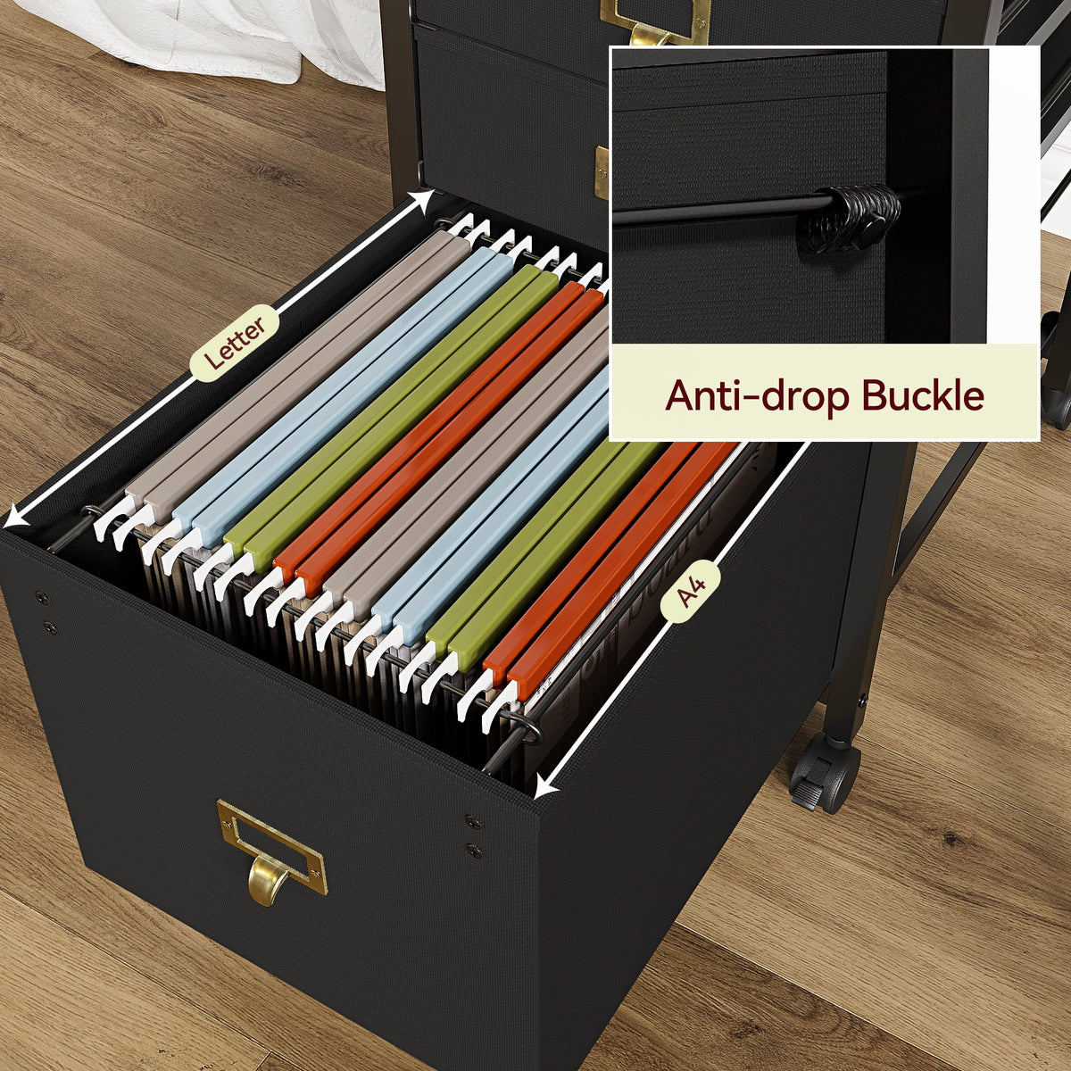 Black 4 Drawer Mobile File Cabinet P879