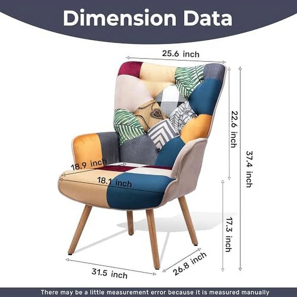 Living Room Accent Chair with High Backrest Wooden Base Upholstered Armchair C2780