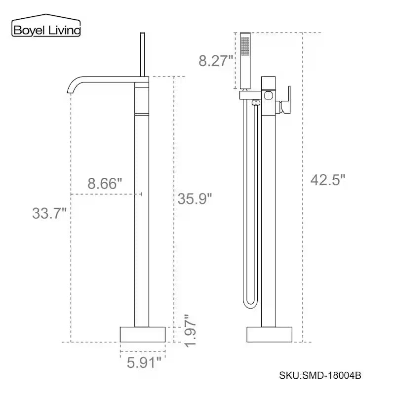 Single Handle Freestanding Bathtub Faucet with Handheld Shower Matte Black Q8813