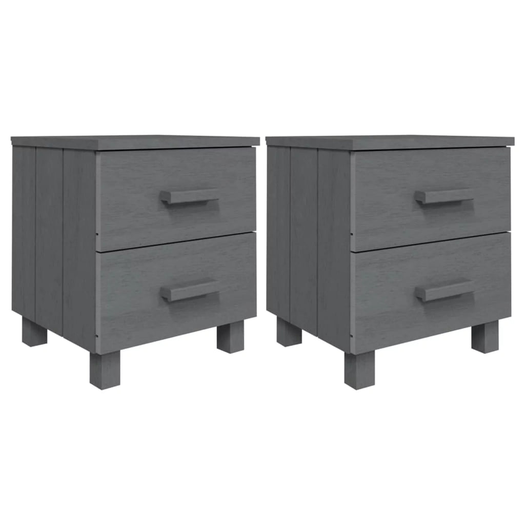 2 Piece Pine Wood Bedside Cabinets with Storage Drawers E236508