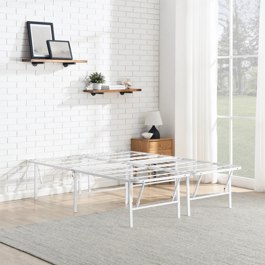 Foldable Steel Queen Platform Bed Frame, Black O712162