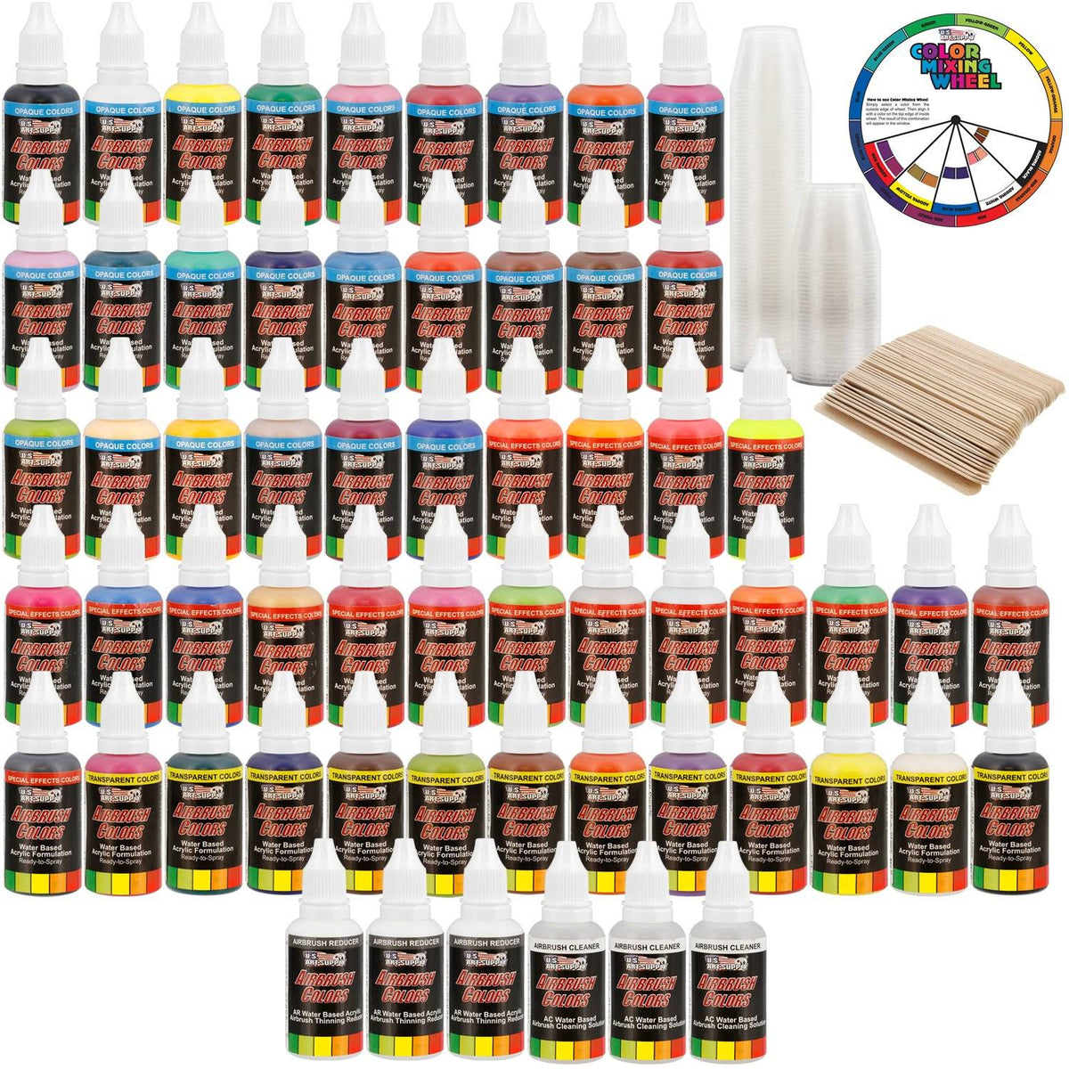 54 Color Acrylic Airbrush Paint Set with Cleaner Thinner N553979