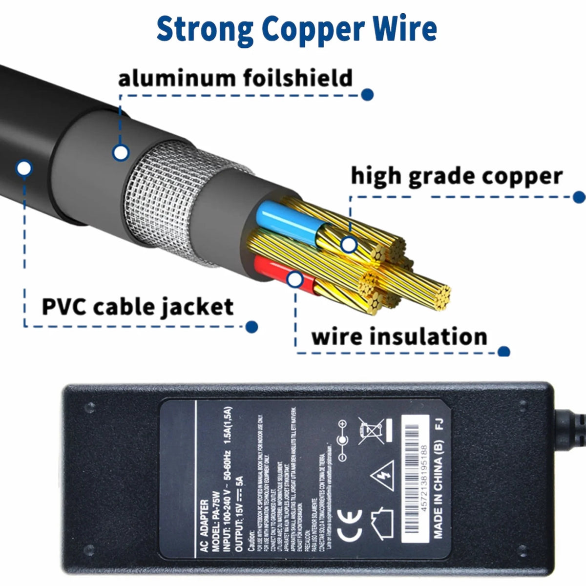 Compatible AC / DC Adapter Replacement 12V DC Power Supply Cord Cable Charger A1827