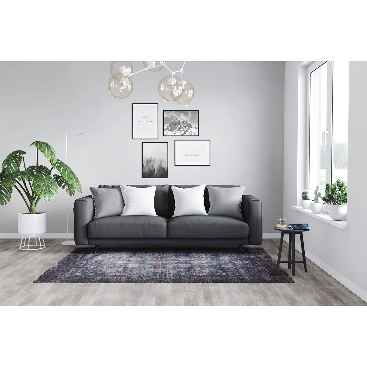 Blue Abstract Washable Area Rug 2' x 3' T6918