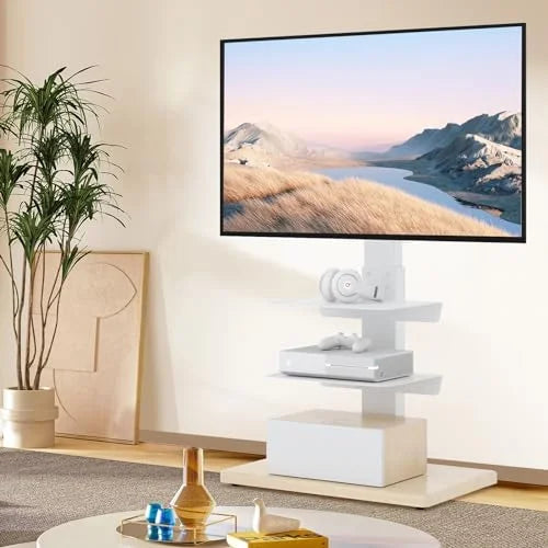 White Height Adjustable Swivel TV Floor Stand for 32-75 inch TVs S90910