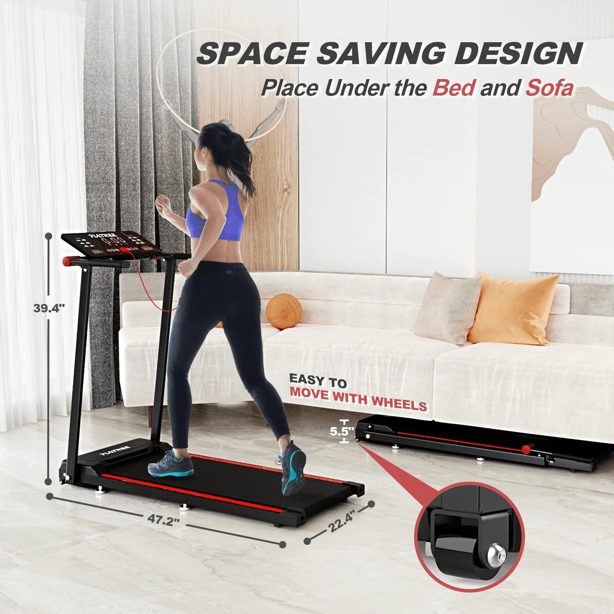 Folding Treadmill with 12 Preset Programs, 3.0 HP and 220 LBS Capacity N890