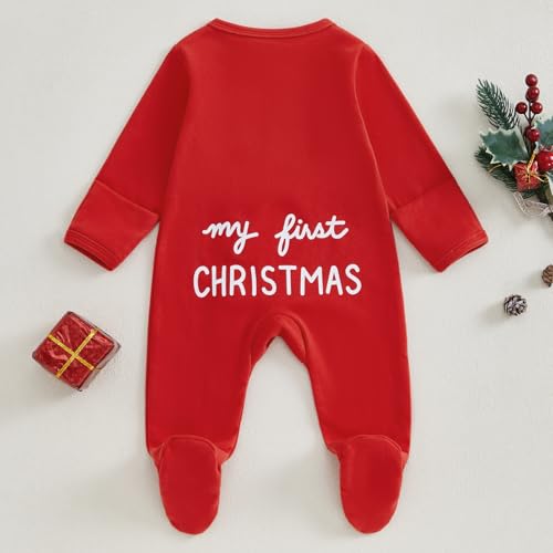 Newborn Christmas Footie Romper Zipper Bodysuit Jumpsuit W827831