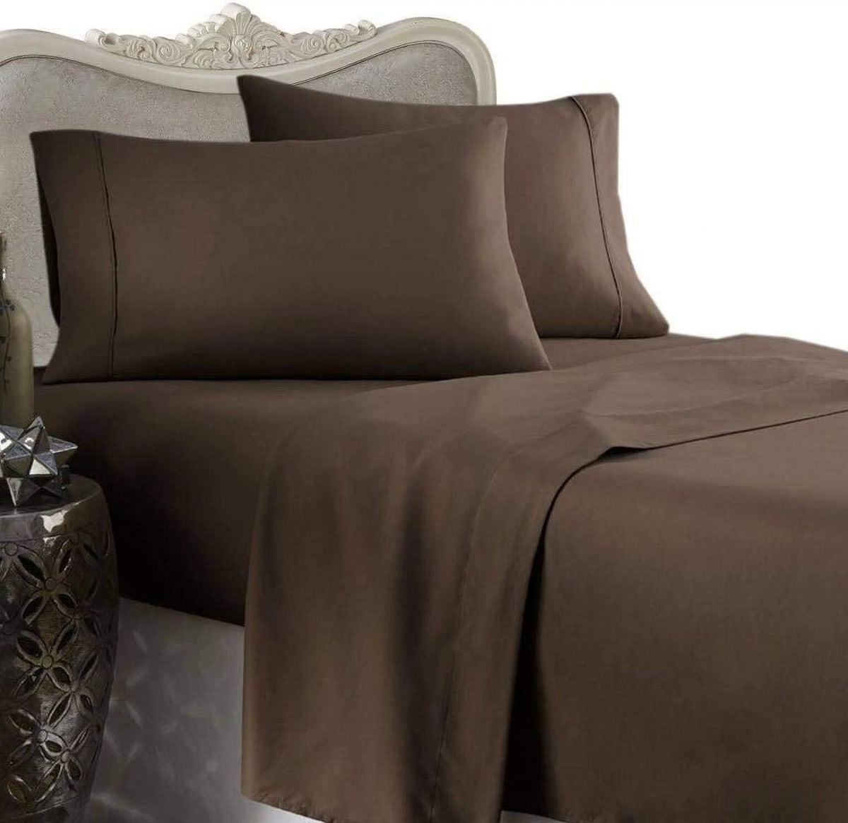 Pima Cotton 4-Piece Bed Sheets Set Queen Size Sateen Weave J82356