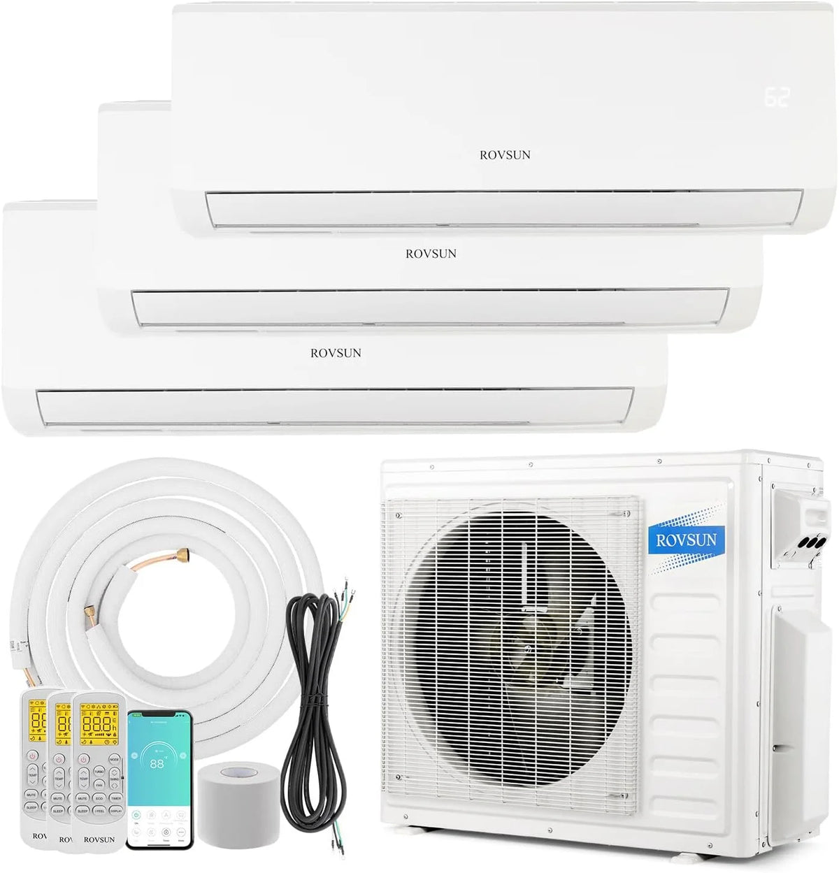 3 Zone 27000 BTU WIFI Mini Split AC/Heating System X4544