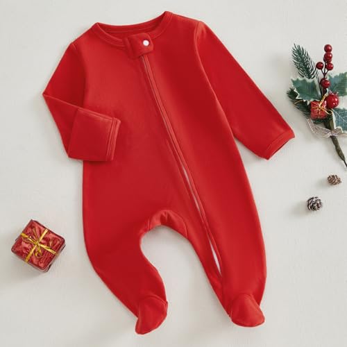 Newborn Christmas Footie Romper Zipper Bodysuit Jumpsuit W827831