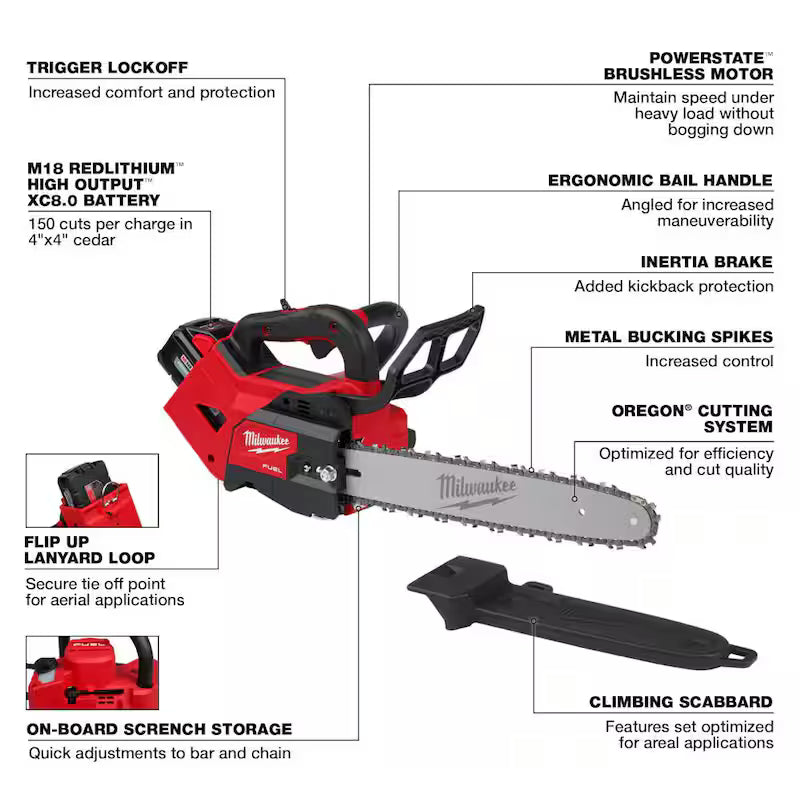 14 in. 18V Lithium-Ion Brushless Top Handle Chainsaw Kit C681164