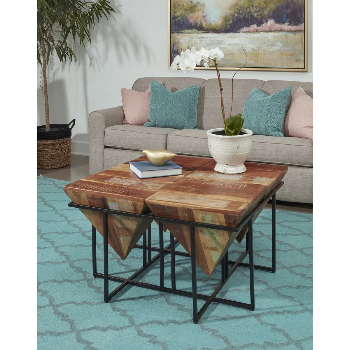 Reclaimed Wood & Iron Square Cocktail Table S55078