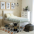 White Twin Platform Bed with Memory Foam Mattress W489