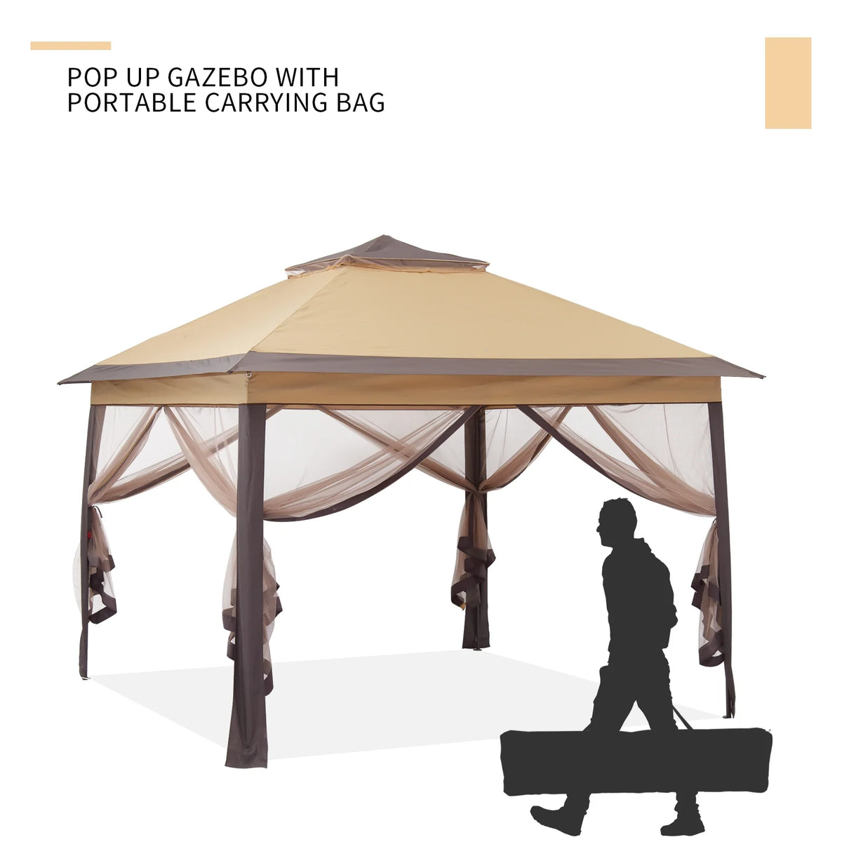 11 x 11 ft Pop up Gazebo Canopy with Mosquito Netting & Carrying Bag, Navy Blue A89841