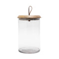5.25" Clear Cylindrical Glass Jar with Mango Wood I8048