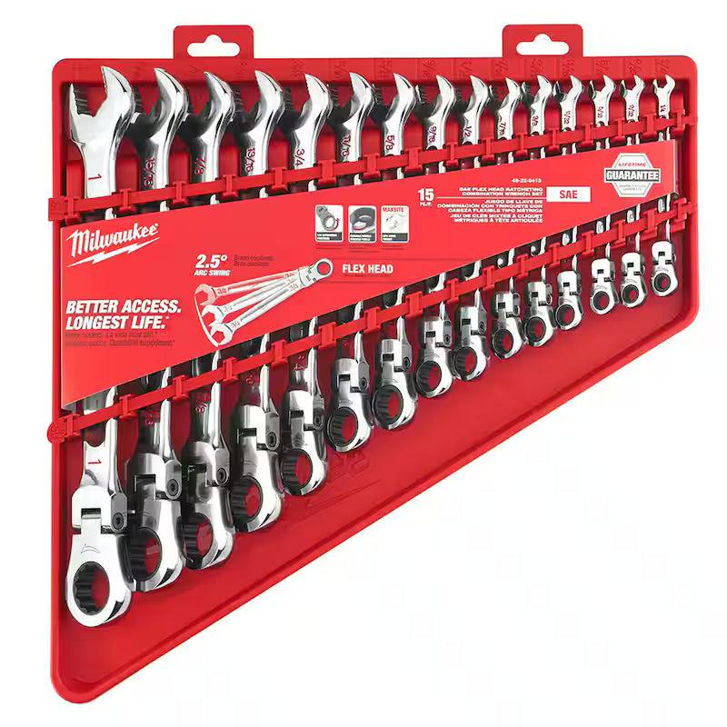 25-Piece Flex-Head Ratcheting Combination Wrench Set SAE with Screwdriver Set K694