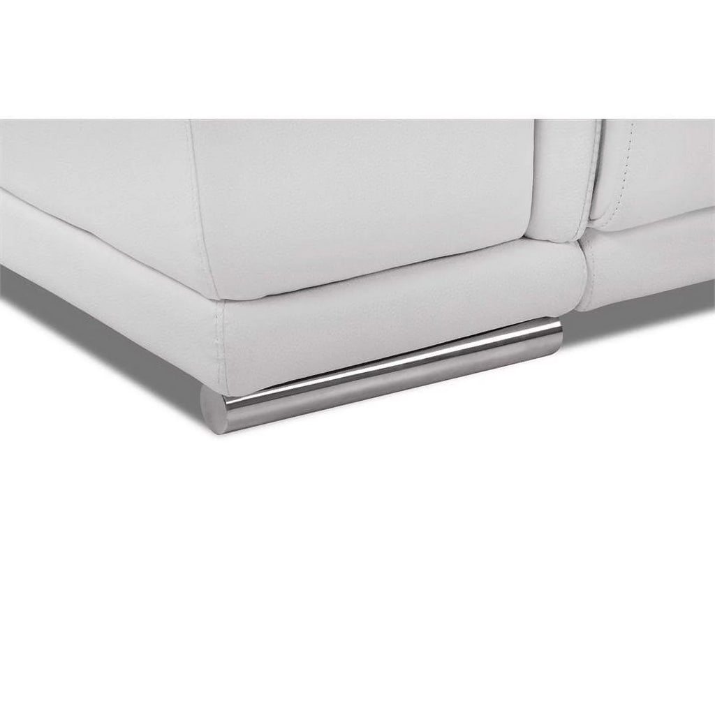 White Italian Leather Power Reclining Loveseat L4892