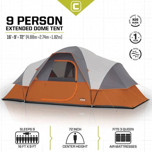 16' x 9' Dome Tent Sleeps 9 O455