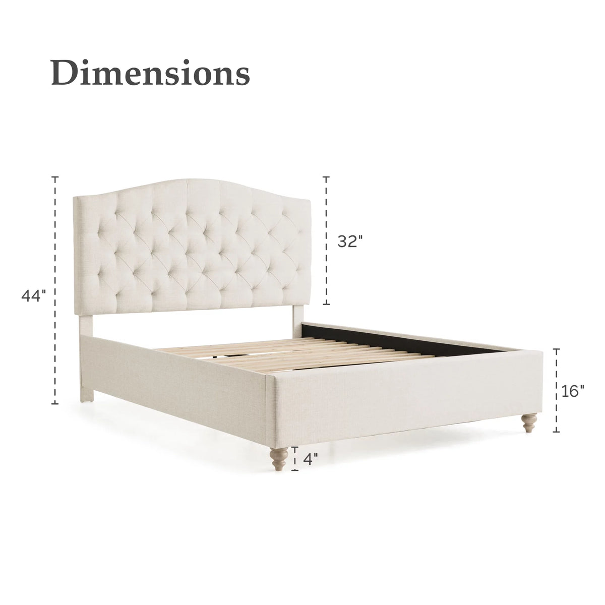 Twin Oat Upholstered Tufted Platform Bed H285616